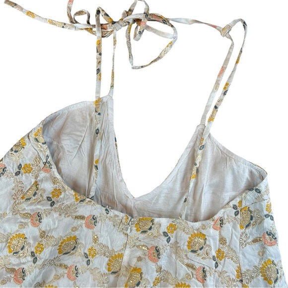 NWOT Free People Chiara Playsuit Floral Embroidered Romper Gold Ivory Size M - Picture 6 of 11